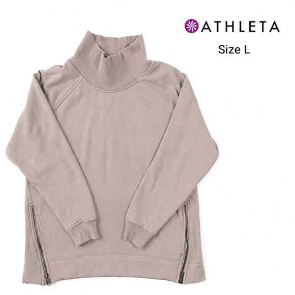 Athleta Tops - Athleta Cozy Karma Side Zip Funnel Neck Sweatshirt Women L Dogwood Mauve